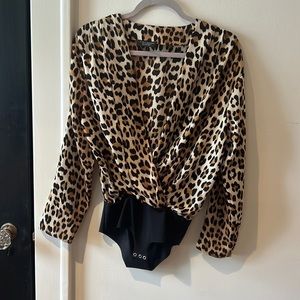 Zara satin leopard bodysuit